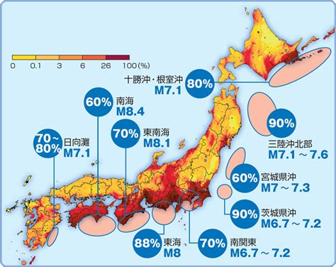 南海トラフ地震 確率 地域別